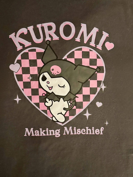 Sanrio Tops - Sanrio Kuromi Making Mischief Graphic Ringer Tee Shirt XL Black Pink Y2K Kawaii